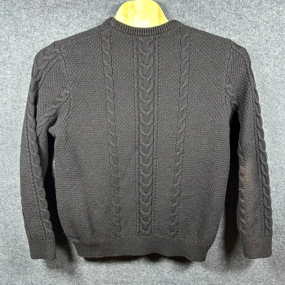 Banana Republic Mens Cable Knit Grandpa Sweater XL Dark‎ Gray Wool Blend
